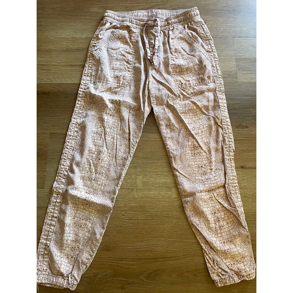 Anthropologie Pink Solid Jogger Pants XS Relaxed Knit Rayon Ruffle 26" Inseam